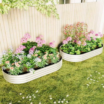 Lot de 2 Jardinière surélevée d'extérieur - BELLEMAVE - Bac de jardin métal galvanisé - Robuste - Antirouille- 243,84x121,92x30,48cm