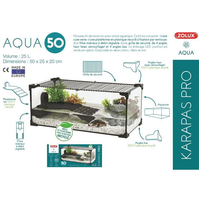 Terrarium tortue Karapas Terra 80 Pro noir - Zolux Noir