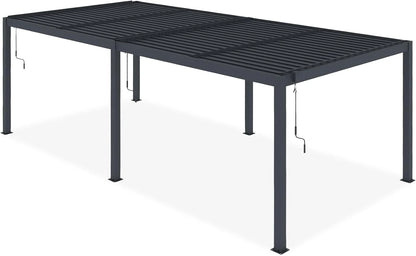 CAZEBOO Pergola Bioclimatique 6x3m Autoportée Santa – Aluminium Gris Lames Orientables en Acier – Tonnelle de Jardin Abri Terrasse – Résistante Vent 55 km/h – Protection Soleil Pluie – Montage Facile