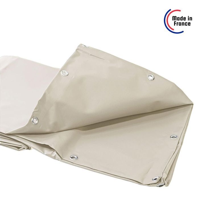TECPLAST Bâche pour Carport Ivoire 2x2 m XP640CP - Garantie 10 ans - Toile PVC étanche pour abri de voiture - Made in France