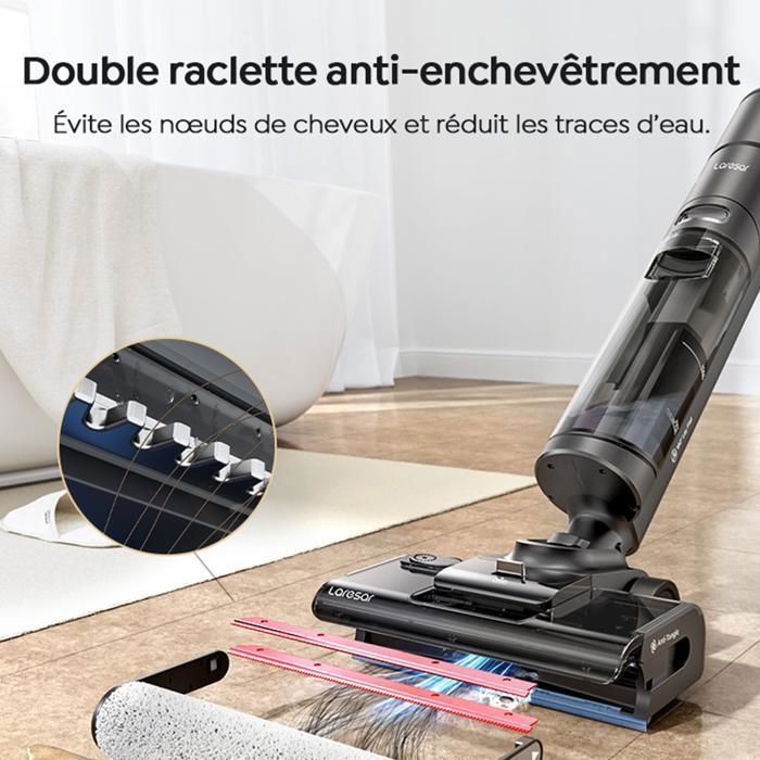 LARESAR M5 Aspirateur laveur 3‑en‑1 sans fil – 25 kPa– Auto‑nettoyage – Système de séchage – Anti‑odeurs – LED – Anti‑enchevêtrement