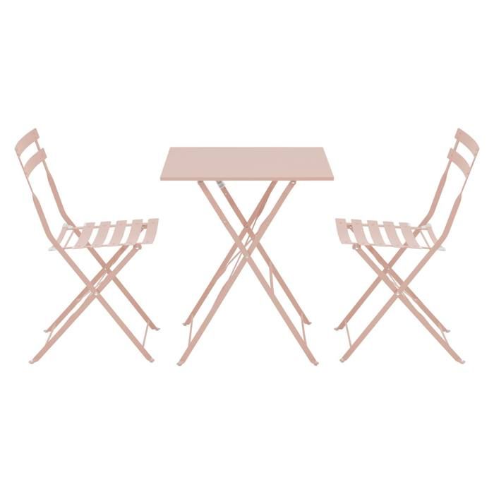 Table de jardin et 2 chaises acier 60 cm vert cactus Rome - Oviala