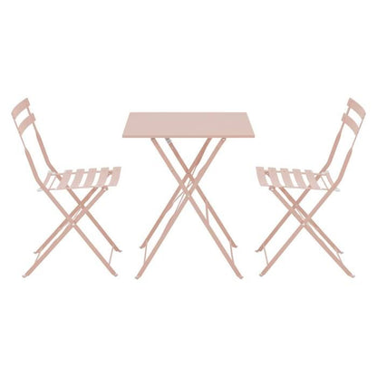 Table de jardin et 2 chaises acier 60 cm vert cactus Rome - Oviala