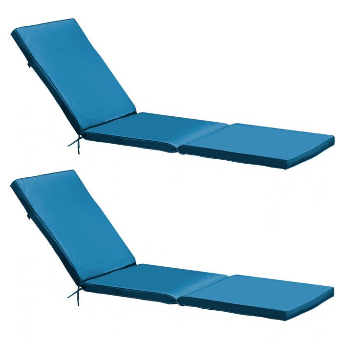 Lot 2 coussins bain de soleil polyester bleu 186 x 53 x 5 cm Picchu - Oviala