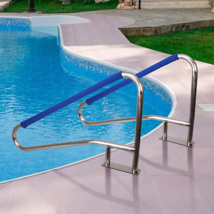 Rampe De Piscine 42.1x19.7in Aluminium Antidérapant, Barre Murale avec Embases, 100kg, Pour Piscine, Spa, Quai, Kit complet inclus