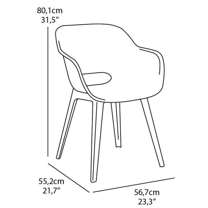 Chaises de jardin - KETER - AKOLA - Lot de 2 en résine - Gris olive - Dossier ergonomique