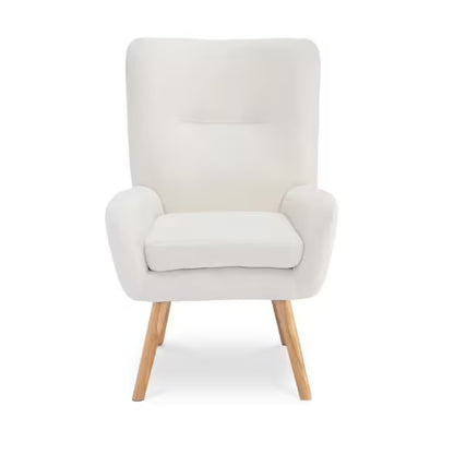 Fauteuil Scandinave Moderne Gaïa Tissu Bouclette Blanc Fauteuil