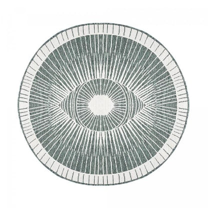 Tapis rond d'extérieur, kilim reversible Ø120cm LYN2 B ROND REVERSIBLE orange et crème