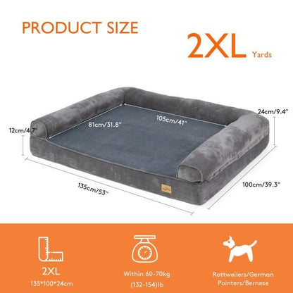 BingoPaw Panier Chien XXL Déhoussable Canapé Chien Orthopedique Ultra Doux Lit pour Chien Grande Taille, 135 x 100 x 24 cm