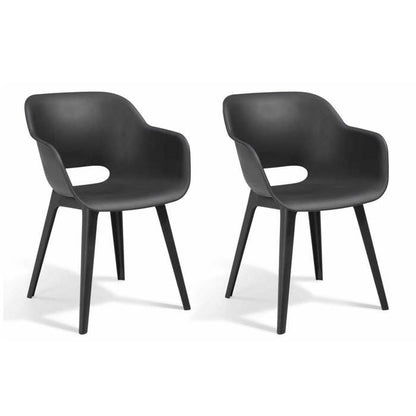 Chaises de jardin - KETER - AKOLA - Lot de 2 en résine - Gris olive - Dossier ergonomique