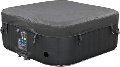 Arebos Spa Gonflable | pour l'intérieur et l'extérieur | 4 Personnes | 154x154cm | 100 Jets de Massage | Spa Bien-être Chauffage | Massage Gonflable Carré | 600 litres