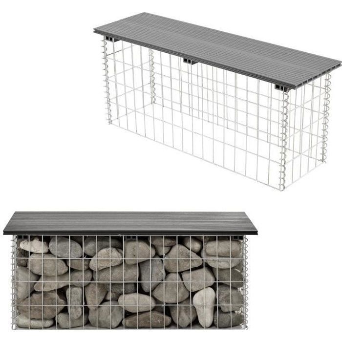 WPC banc du jardin gabion gris