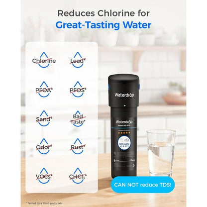 Waterdrop 10UB Système de Filtre à Eau Sous Évier avec Robinet Dédié, 11K Gallons de Filtration D'eau de Grande Capacité