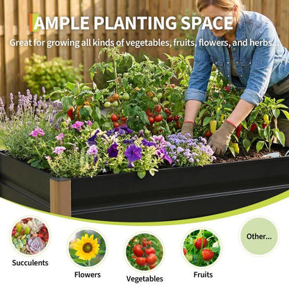 Bac de jardin surélevé en aluminium 200*80*40cm – Anti-rouille, fond ouvert, coins arrondis, Gris, 1pc