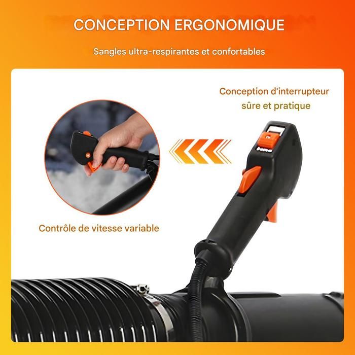EB430 Souffleur à dos 1250W - longue buse - conception ergonomique - 1250W - 6800r/min - 180 x 45 x 45cm - ORANGE