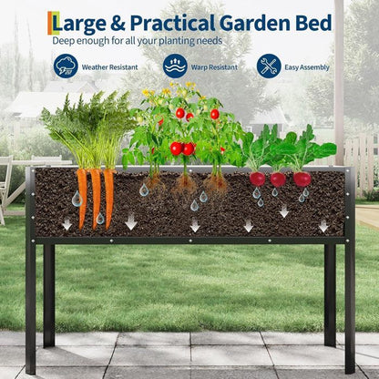 Garvee BAC A FLEUR ,Potager sur Pieds Surélevé avec Bâche en Filet,  Jardinière Surélevée en Métal avec Serre, Beige ,180x90x30cm