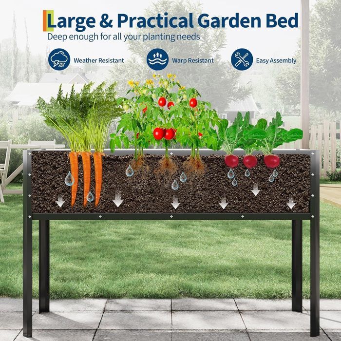 Garvee BAC A FLEUR ,Potager sur Pieds Surélevé avec Bâche en Filet,  Jardinière Surélevée en Métal avec Serre, Beige ,180x90x30cm