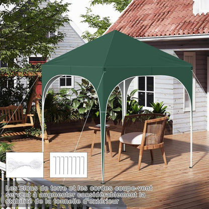 WOLTU Tonnelle de Jardin 2x2m, Pergola Pliante, Barnum avec 4 Parois Latérales, Hauteur Réglable, Gazebo Imperméable, Anti-UV, Vert