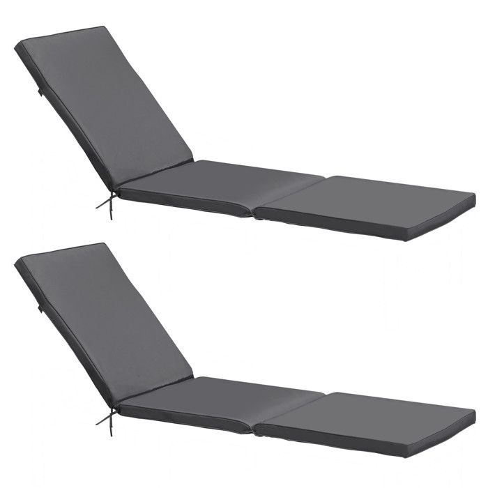 Lot de 2 coussins bain de soleil polyester bleu 186 x 53 x 5 cm Picchu - Oviala