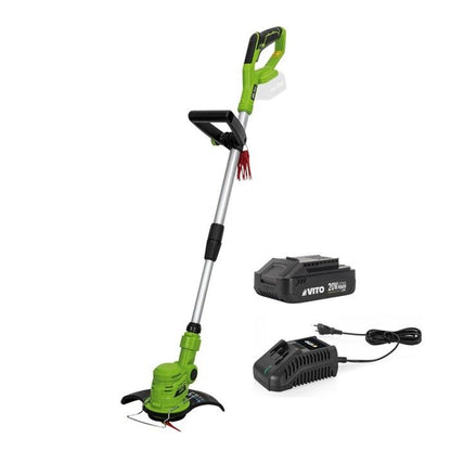 Coupe Bordure sans fil 20V + 2 Batteries 2AH + Chargeur + Jeu de 20 lames coupantes VITO
