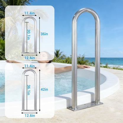 Rampe De Piscine 42.1x19.7in Aluminium Antidérapant, Barre Murale avec Embases, 100kg, Pour Piscine, Spa, Quai, Kit complet inclus