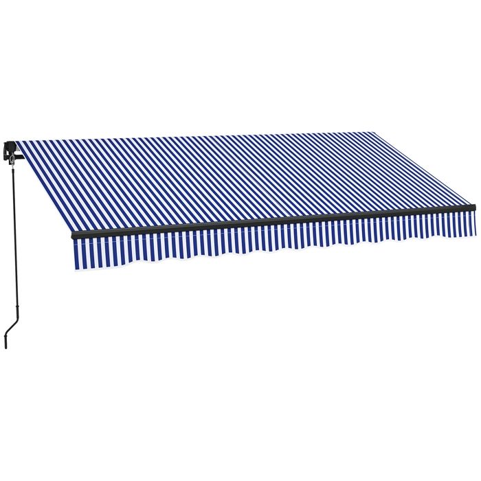Store banne Outsunny Polyester 295x247cm Bleu et blanc