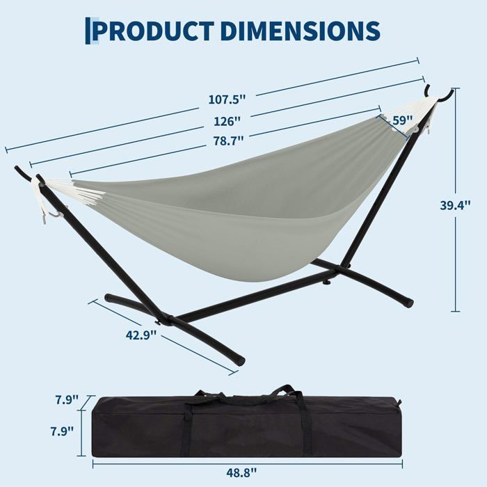 Hamac Double avec Support - 450 lbs, Toile Coton & Coussin Amovible - Pour Jardin, Intérieur/Extérieur, Vert