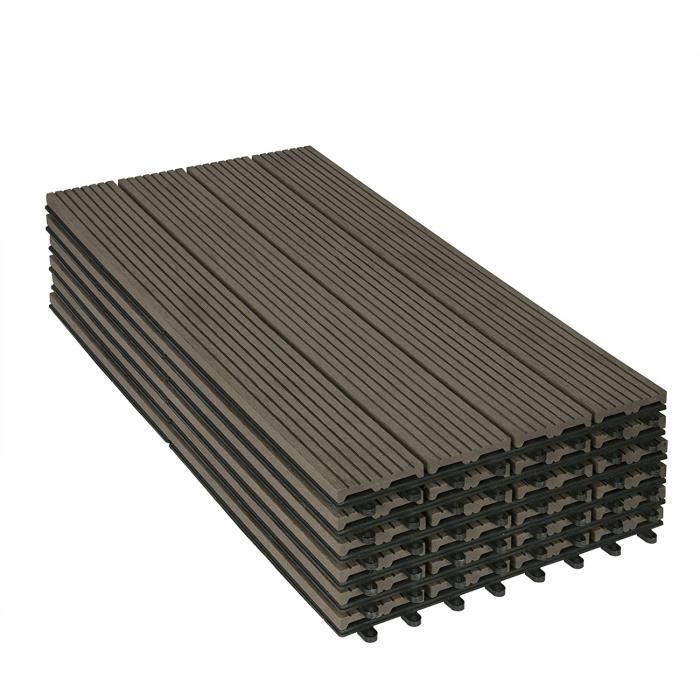 WOLTU WPC Dalle de sol Revêtement Carrelage 30x60cm, pour jardin terrasse, Café 12 pièce-2 m², GTF005co-2