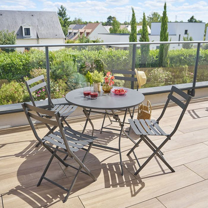 Table de jardin pliante ronde "Greensboro" vert olive 2 places en acier traité époxy - Hespéride