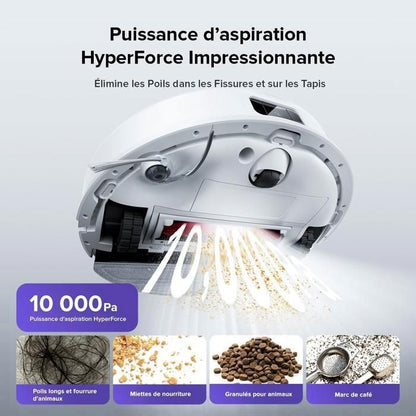 Roborock Q10 S5 Set  Aspirateur Robot 10000 Pa Aspiration, Anti-emmêlement,Levage des Serpillères de 8 mm, Évitement
