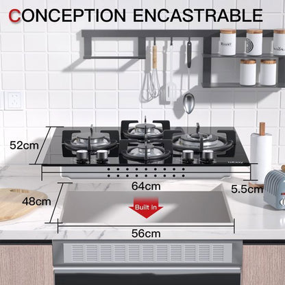 Table de cuisson ISEASY 3 feux gaz verre trempé