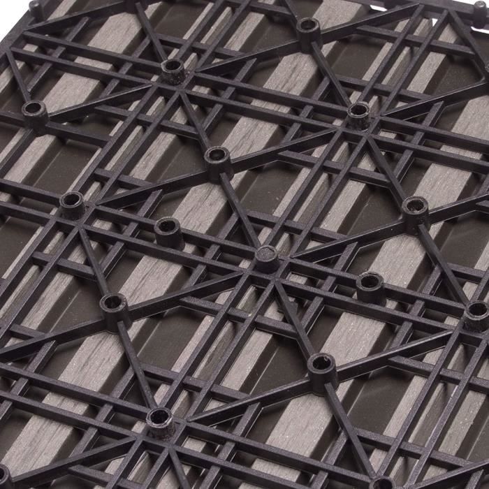WOLTU Carrelage de sol Dalle WPC 30x30cm,pour jardin terrasse en composite bois-plastique,Café(22 pièces-2 m²)GTF002hco-2