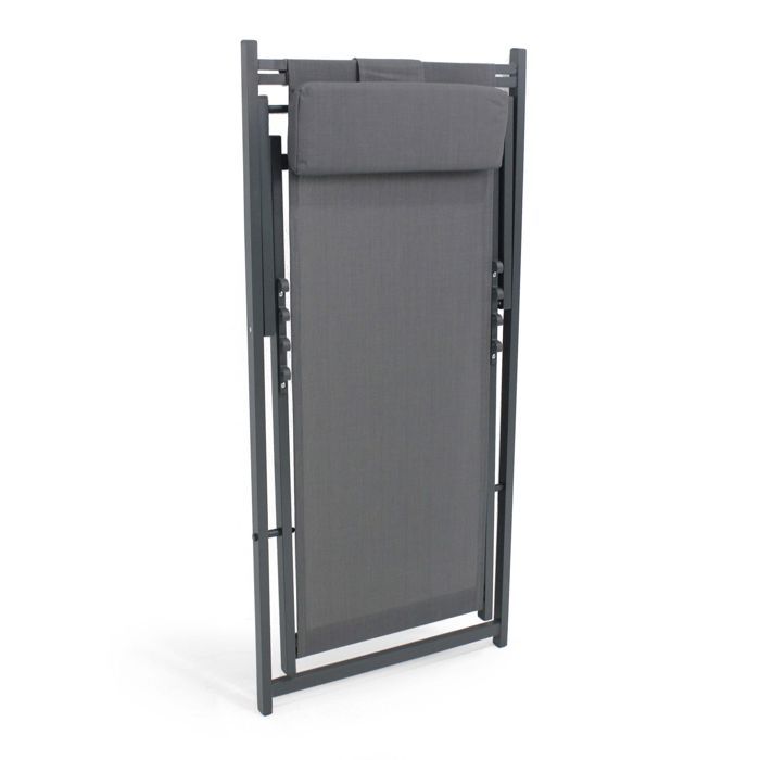 Lot de 2 transats en aluminium anthracite Santiago - Oviala