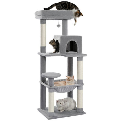 PAWZ Road Arbre à chat Design Spacieux Grande Hamac Dur Stable Avec hamac et belle maison pour chat - Cactus vert - 143 cm