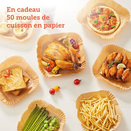 Friteuse sans huile COSORI - Premium II Chef Edition - Capacité 6,2L - 12 programmes - Pack 50 papiers cuisson - 1700W - Noir