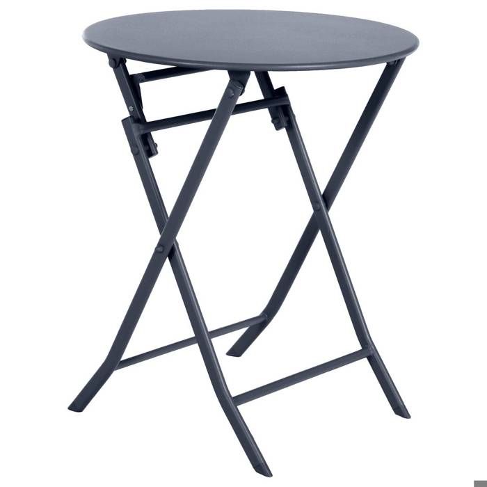 Table de jardin pliante ronde "Greensboro" vert olive 2 places en acier traité époxy - Hespéride