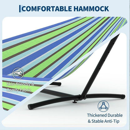 Hamac Double avec Support - 450 lbs, Toile Coton & Coussin Amovible - Pour Jardin, Intérieur/Extérieur, Vert