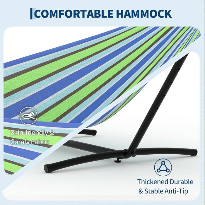 Hamac Double avec Support - 450 lbs, Toile Coton & Coussin Amovible - Pour Jardin, Intérieur/Extérieur, Vert