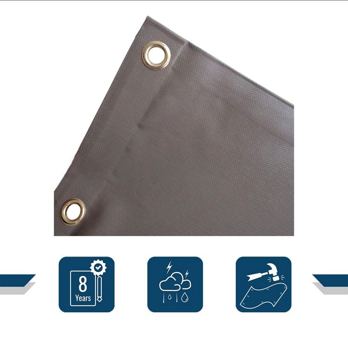 TECPLAST Bâche pour Carport 2,5x3 m LP640CP Taupe - Garantie 8 ans - Toile PVC étanche pour abri de voiture