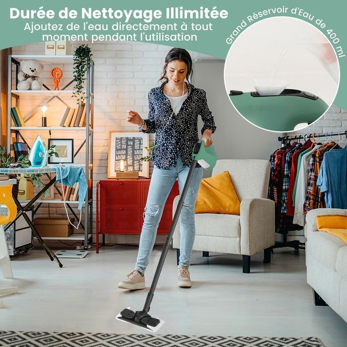Nettoyeur Vapeur Polyvalent 2000W COSTWAY Punaises de Lit-Réservoir 1,5L,19 Accessoires 4,0 Bar-Voyant LED-108℃-Acariens Bleu