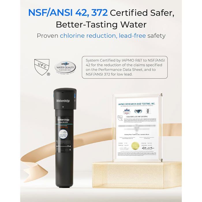 Waterdrop 10UB Système de Filtre à Eau Sous Évier avec Robinet Dédié, 11K Gallons de Filtration D'eau de Grande Capacité