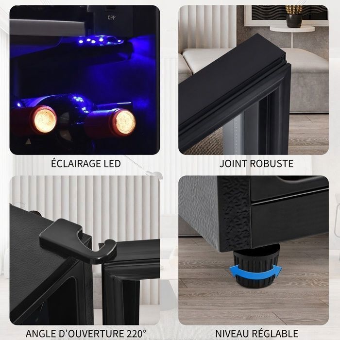 Mini réfrigérateur - Memkey - 76 L - 43,5 x 40 x 71,6 cm - Noir - LED, 6 L congélateur