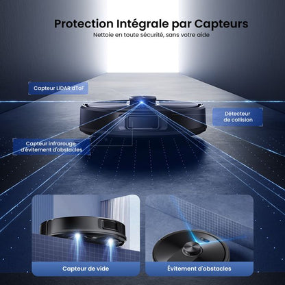 PROSCENIC Q8 Max- Aspirateur Robot Laveur 3 en 1 -Station Auto-Vidage 4L-12000 Pa -Navigation LiDAR -Idéal Poils d'Animaux -Connecté