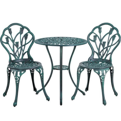 Yaheetech Ensemble Mobilier Salon de Jardin - 2 Chaise 1 Table - en Alliage d'aluminium - avec trou pour parasol -Table basse à café