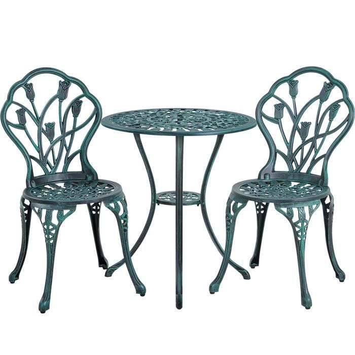 Ensemble Salon de Jardin Balcon Bistro - Yaheetech - Table 59x67 cm - Chaise 44x85,5 cm - Alliage d'aluminium