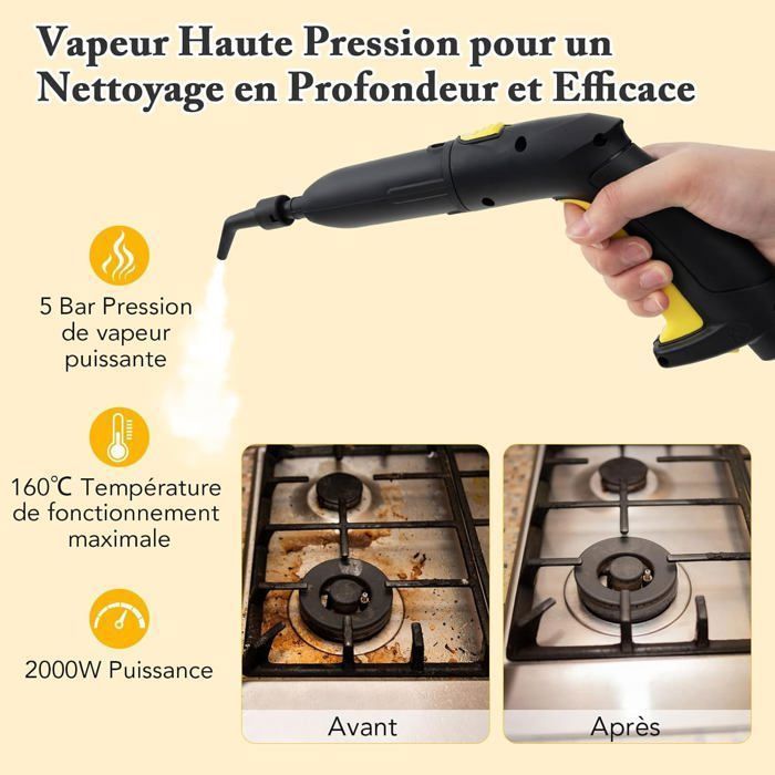 Nettoyeur Vapeur à Main 1500W Punaises de Lit COSTWAY-Réservoir 400 ml-2 Bar-14 Accessoires-125 ℃-Verrou de Sécurité Enfants-Vert
