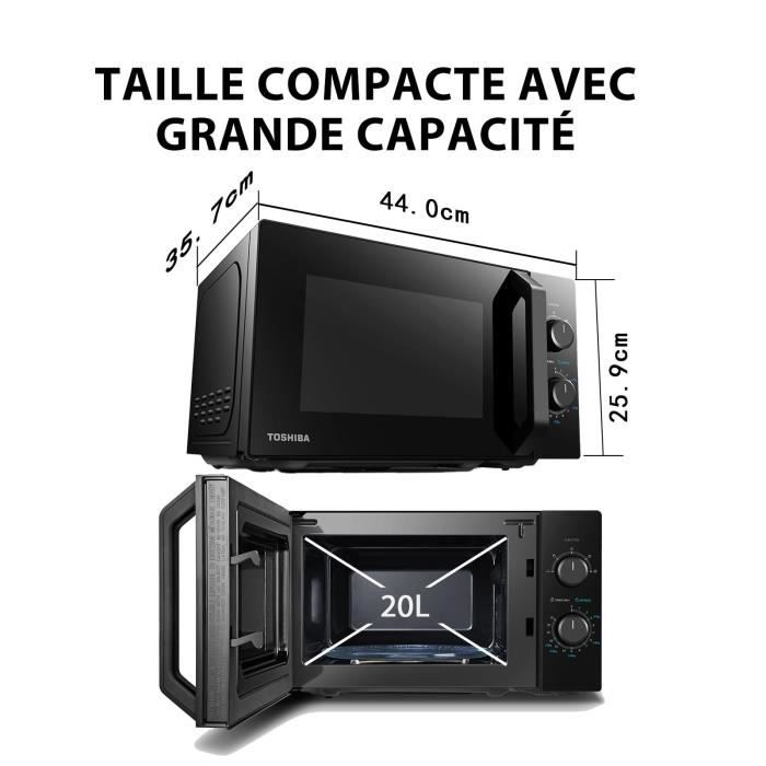 Micro-ondes pose libre - TOSHIBA - MW2-MM20P(BK) - Noir - 20L - 800W