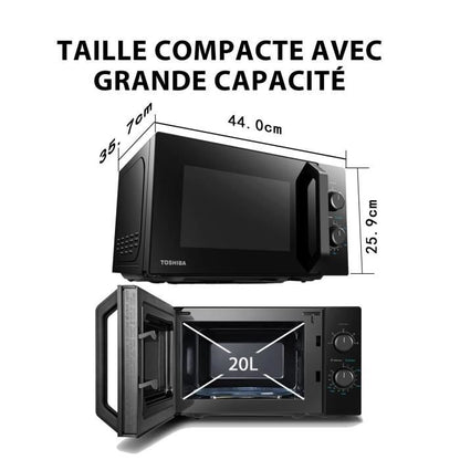Micro-ondes pose libre - TOSHIBA - MW2-MM20P(BK) - Noir - 20L - 800W