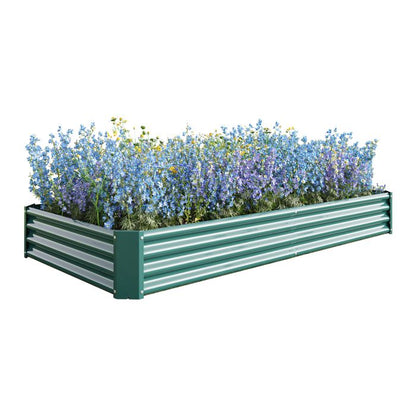 Jardinière surélevée extérieure - BELLEMAVE - Bac de jardin en métal - Sans fond - 232 x 113,5 x 30 cm - Vert