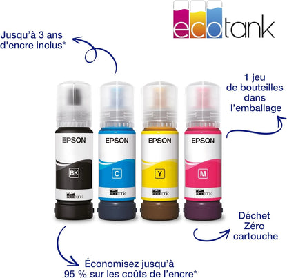 EcoTank Imprimante sans Fil ET-2870 | Réservoirs d'encre Haute capacité - Économisez jusqu'à 90% sur Les coûts d'encre - Impression Mobile, Copie, numérisation - 3 Ans d'encre Inclus
